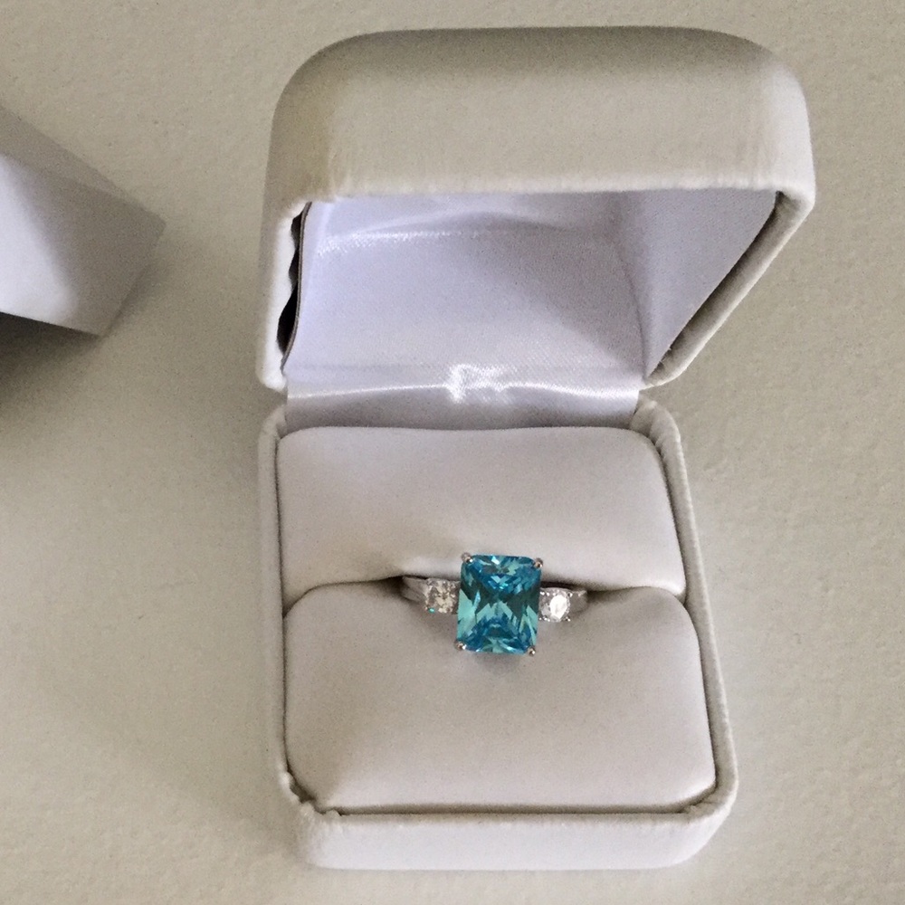 💥 S.Silver Aquamarine Crystal Ring - Picture 7 of 7